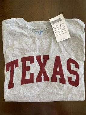 Brandy Melville Gray Tee with Maroon TEXAS Print